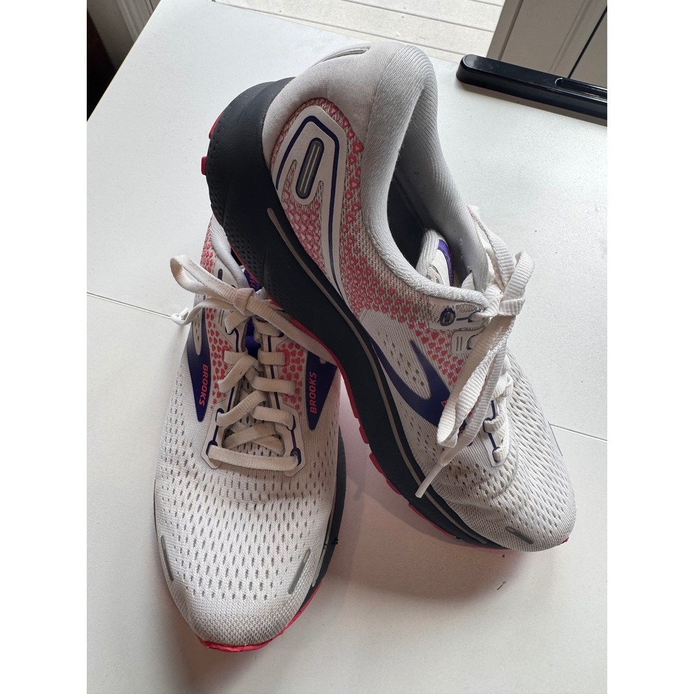 Brooks Ghost 14‎ Womens Running Shoes White Pink Purple Size 9.5 Walking Casual